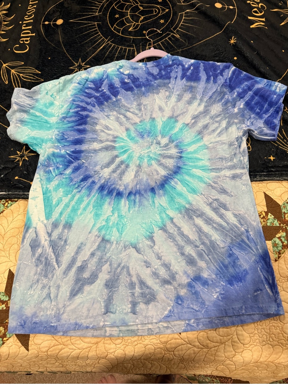blue tie-dye Mellow Mushroom graphic t-shirt retro "Stone Baked 1974” XL